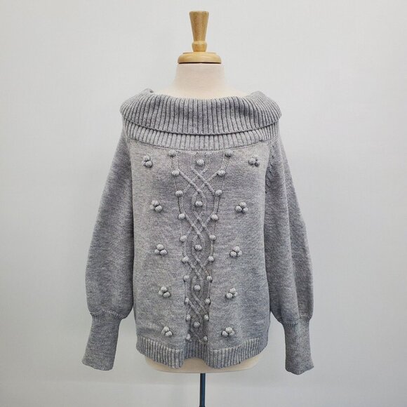 ANDREE BY UNIT Sweaters - Andree By Unit Womens Gray Bobble Knit Sweater Plus 1X Cowl Neck Long Sleeve